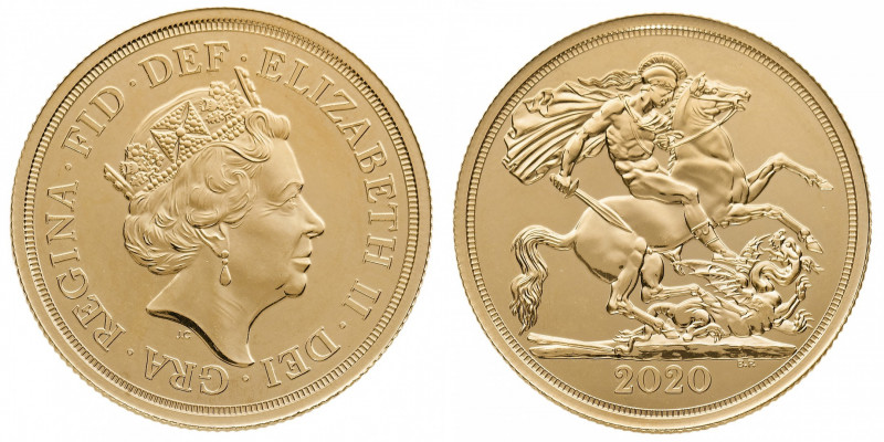 Elizabeth II (1952-) - Gold BU 2 Pounds 2020 - Mint: London - Obverse: Crowned h...