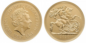 Elizabeth II (1952-) - Gold BU 2 Pounds 2020 - Mint: London - Obverse: Crowned head right - Reverse: St. George on horseback, rearing left, holding re...