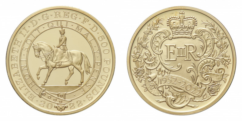 Elizabeth II (1952-) - Gold Proof 500 Pounds (5 oz) 2022 - Mint: London - Obvers...