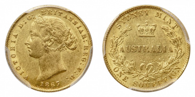 Australia
Victoria (1837-1901) - Gold Sovereign 1867 PCGS AU 58 - Mint: Sydney ...