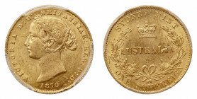 Australia
Victoria (1837-1901) - Gold Sovereign 1870 PCGS MS 62 - Mint: Sydney - Obverse: Laureate head left - Reverse: Crowned AUSTRALIA in wreath -...