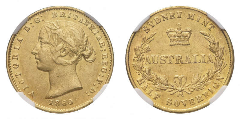 Australia
Victoria (1837-1901) - Gold Half Sovereign 1860 NGC AU 50 - Mint: Syd...