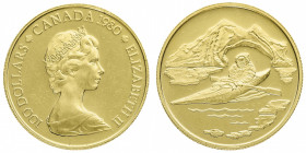 Canada
Elizabeth II (1952-) - Gold Proof 100 Dollars 1980 - Mint: Ottawa - Obverse: Crowned bust right - Reverse: Kayaker - gr. 16,89 - Hairlines, ot...