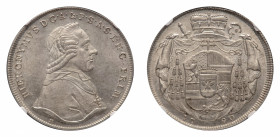 Austria
Hieronymus Graf Colloredo (1772-1803) - Taler 1790-M NGC MS 64+ - Mint: Salzburg - Obverse: Bust right wearing cope - Reverse: Crowned draped...