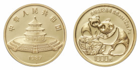 China
People's Republic (1949-) - Gold Proof 1,000 Yuan (12 oz) 1987 - Only 2,445 pieces struck - UNC, in original case of issue with COA Friedberg B...