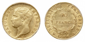 France
Napoleon I (1804-1814) - Gold 20 Francs 1806-A PCGS AU 58 - Mint: Paris - Obverse: Bare head left - Reverse: Value within wreath, date below -...