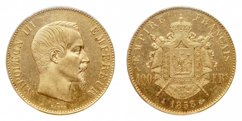 France
Napoleon III (1852-1870) - Gold 100 Francs 1858-A PCGS MS 62 - Mint: Par...