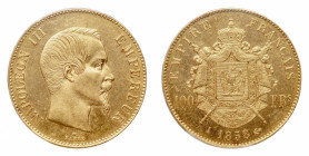 France
Napoleon III (1852-1870) - Gold 100 Francs 1858-A PCGS MS 62 - Mint: Paris - Obverse: Bare head right - Reverse: Crowned and mantled arms - PC...