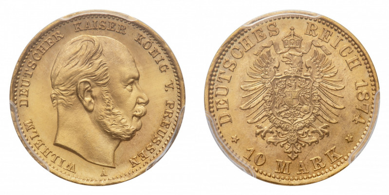 Germany
Preussen - Wilhelm I (1861-1888) - Gold 10 Mark 1874-A PCGS MS 67 - Min...