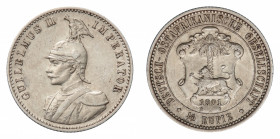 German East Africa
Wilhelm II (1888-1918) - Half Rupie 1891 and 1901 (2 coins) - Mint: Berlin - Obverse: Armoured bust left - Reverse: Shield of arms...