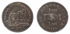 Sierra Leone
Sierra Leone Company - Dollar (100 Cents) 1791 - Mint: Soho Mint - Obverse: Lion left - Reverse: Clasped hands - gr. 25,28 - Rare. Very ...