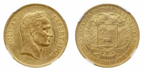 Venezuela
Republic (1823-) - Gold 100 Bolivares 1887 NGC AU 55 - Mint: Caracas - Obverse: Bare head right - Reverse: Arms within wreath - ??????NGC c...