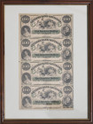 United States of America
Citizen's Bank of Louisiana, New Orleans - Uncut sheet (1850), 100 Dollars, 4 pcs - UNC - Housed in a frame