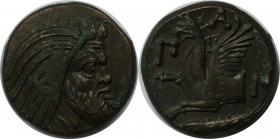 Griechische Münzen, BOSPORUS. Pantikapaion. AE 314-310 v. Crh, Kopf Pan (Satyr) rechts / ПАN, Vorderteil des Greifs links, unten, Fisch. Bronze 7.03 g...