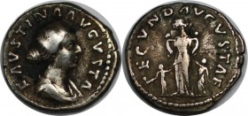Römische Münzen, MÜNZEN DER RÖMISCHEN KAISERZEIT. Faustina Junior. Augusta, 147-175 n. Chr, AR-Denar. Silber. 2.92 g. Sehr schön