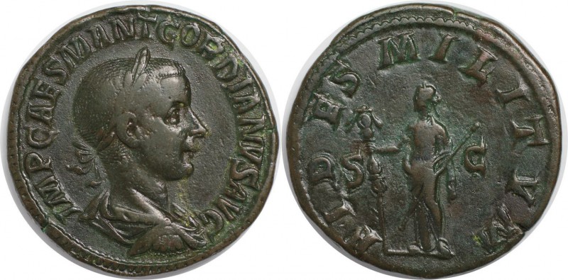 Römische Münzen, MÜNZEN DER RÖMISCHEN KAISERZEIT. Gordian III., Sesterz 238 - 24...