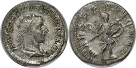 Römische Münzen, MÜNZEN DER RÖMISCHEN KAISERZEIT. ROM. GORDIANUS III. Antoninianus 243-244 n. Chr, 3.56 gms. Silber. RIC 146. Stempelglanz