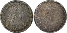 RDR – Habsburg – Österreich, RÖMISCH-DEUTSCHES REICH. Karl VI (1711-1740). 1/4 Taler 1734. Hall Mint. KM 687,2. Stempelglanz. Berieben. Patina