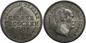 Altdeutsche Münzen und Medaillen, BRANDENBURG IN PREUSSEN. Wilhelm I. (1861-1888). Silbergroschen 1871 A. Billon. KM 485.1. AKS 103. Stempelglanz