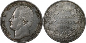 Altdeutsche Münzen und Medaillen, HESSEN. Ludwig II (1830-1848). Vereinsdoppeltaler 1840, Silber. AKS 99. Vorzüglich