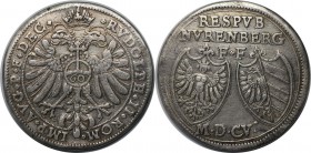 Altdeutsche Münzen und Medaillen, NÜRNBERG. 60 Kreuzer 1605, Silber. KM 8. Vorzüglich. Winz.Kratzer