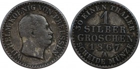 Altdeutsche Münzen und Medaillen, PREUßEN. 1 Silber Groschen 1867 A, Silber. Sehr Schön