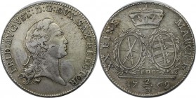 Altdeutsche Münzen und Medaillen, SACHSEN - ALBERTINE. Friedrich August III (1763-1806). 2/3 Taler 1769 EDC. Silber. Schön 232. Sehr schön