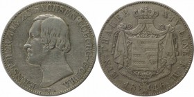 Altdeutsche Münzen und Medaillen, SACHSEN - COBURG - GOTHA. Ernst II (1844-1893). Taler 1846 F, Dresden, Vs: Kopf n.I. / Rs: Wappenschild auf gekronte...