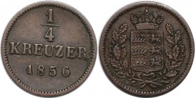 Altdeutsche Münzen und Medaillen, WÜRTTEMBERG. Wilhelm I. (1816 - 1864). 1/4 Kreuzer 1856. KM 589. Vorzüglich