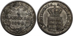 Altdeutsche Münzen und Medaillen, WÜRTTEMBERG. Wilhelm I (1816-1864). 1 Kreuzer 1859, Billon. AKS 111. KM 600. Vorzüglich