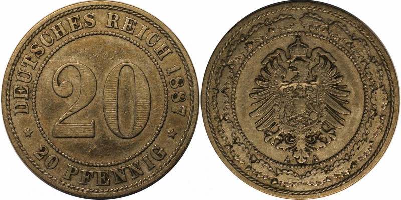 Deutsche Münzen und Medaillen ab 1871, REICHSKLEINMÜNZEN. 20 Pfennig, kleiner Ad...