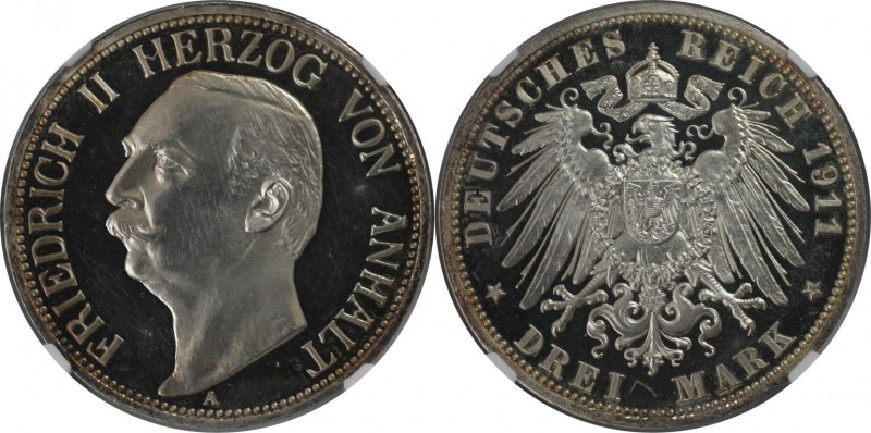 Deutsche Münzen und Medaillen ab 1871, REICHSSILBERMÜNZEN, Anhalt, Friedrich II ...