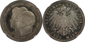 Deutsche Münzen und Medaillen ab 1871, REICHSSILBERMÜNZEN, Anhalt, Friedrich II (1904-1918). Silberne Hochzeit. 3 Mark 1914 A, Silber. Jaeger 24. NGC ...