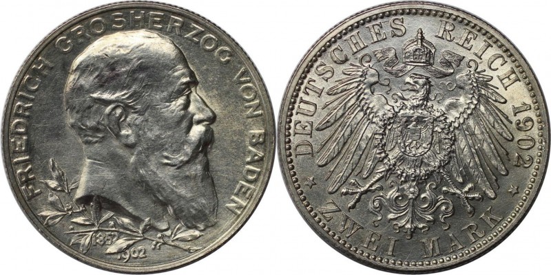 Deutsche Münzen und Medaillen ab 1871, REICHSSILBERMÜNZEN, Baden, Friedrich I (1...