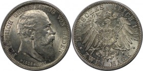 Deutsche Münzen und Medaillen ab 1871, REICHSSILBERMÜNZEN, Baden. Friedrich I (1852-1907). 2 Mark 1907 G, Silber. Jaeger 32. Vorzuglich-Stempelglanz. ...