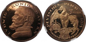Deutsche Münzen und Medaillen ab 1871, REICHSSILBERMÜNZEN, Bayern, Ludwig III (1913-1918). Kupfer Proof 5 Mark 1913, Sch-53 / G1. NGC PR-65 Red