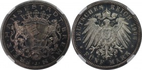 Deutsche Münzen und Medaillen ab 1871, REICHSSILBERMÜNZEN, Bremen. Hansestadt. 5 Mark 1906 J, Hamburg, Silber. 27.70 g. Jaeger 60. NGC PF-63 Cameo, He...