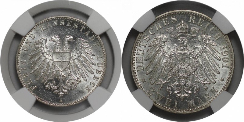 Deutsche Münzen und Medaillen ab 1871, REICHSSILBERMÜNZEN, Lübeck. 2 Mark 1901, ...