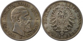 Deutsche Münzen und Medaillen ab 1871, REICHSSILBERMÜNZEN, Preußen, Friedrich III (1888-1888). 2 Mark 1888 A, Silber. Vs: Kopf n.r. / Rs: Gekronter Re...