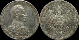 Deutsche Münzen und Medaillen ab 1871, REICHSSILBERMÜNZEN, Preußen, Wilhelm II (1888-1918). 3 Mark 1913 A, Regierunsjubiläum. Silber. Jaeger 112. Poli...