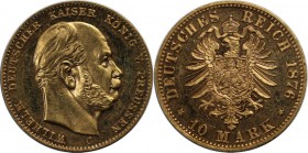 Deutsche Münzen und Medaillen ab 1871, REICHSGOLDMÜNZEN, Preußen, Wilhelm I (1861-1888). 10 Mark 1876 C, Gold. Polierte Platte