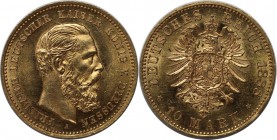 Deutsche Münzen und Medaillen ab 1871, REICHSGOLDMÜNZEN, Preußen, Friedrich III (1888-1888). 10 Mark 1888 A, Gold. Jaeger 247. Stempelglanz