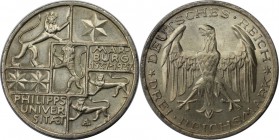 Deutsche Münzen und Medaillen ab 1871, WEIMARER REPUBLIK. Marburg University. 3 Mark 1927 A, Silber. Jaeger 330. Vorzüglich-Stempelglanz. Flecken