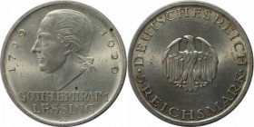 Deutsche Münzen und Medaillen ab 1871, WEIMARER REPUBLIK. Lessing. 5 Mark 1929 A, Vs: Kopf n.I. / Rs: Reichsadler. Silber. KM 61, Jaeger 336, AKS 63. ...