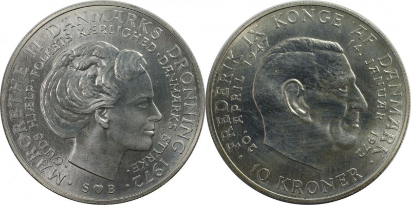 Europäische Münzen und Medaillen, Dänemark / Denmark. Margrethe II. 10 Kroner 19...