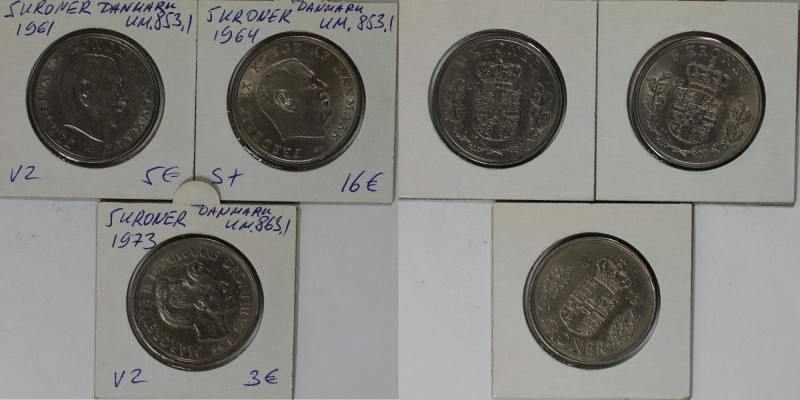 Europäische Münzen und Medaillen, Dänemark / Denmark, Lots und Sammlungen. 3 х 5...