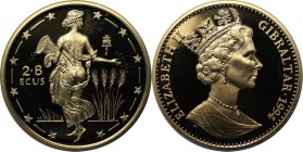 Europäische Münzen und Medaillen, Gibraltar. Europa Sowing Seeds. 2.8 Ecus 1994, Kupfer-Nickel. KM 1022. Stempelglanz. Patina. Fingerabdrücke