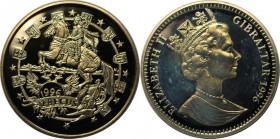 Europäische Münzen und Medaillen, Gibraltar. Ritter mit Lanze auf Pferd. 2.8 Ecus 1996, Kupfer-Nickel. KM 508. Stempelglanz. Patina. Flecken