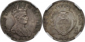 Europäische Münzen und Medaillen, Italien / Italy. Somalia - ital. Kolonie. Vittorio Emanuelle III. 5 Lire 1925 R, Silber. KM 7. NGC MS 65