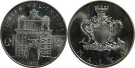 Europäische Münzen und Medaillen, Malta. Tor des Tal-Imdina. 2 Pounds 1973, Silber. 0.63 OZ. KM 20. Stempelglanz